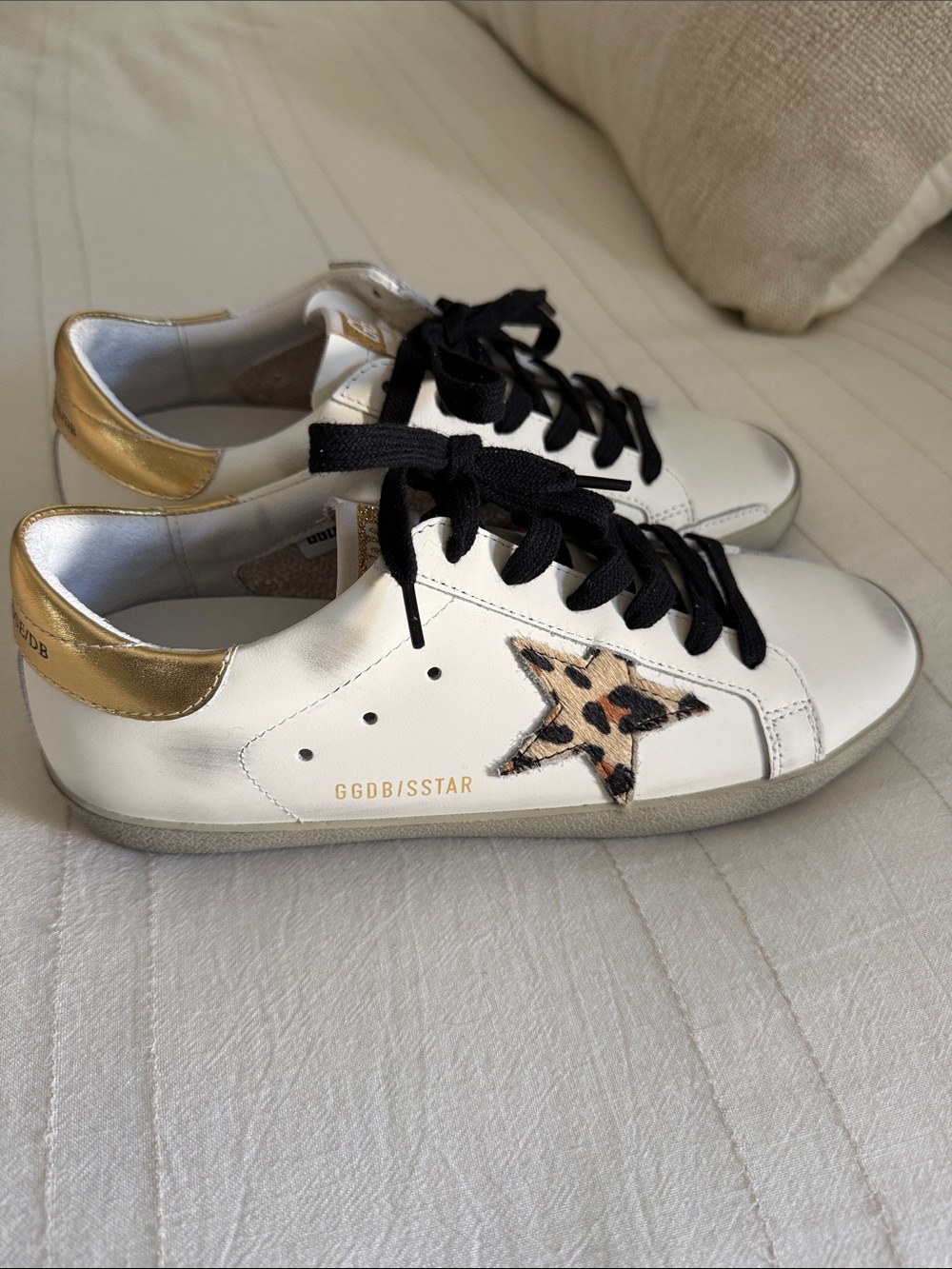 White, Gold and Leopard Distressed Star Shoe Women’s 40